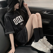 欧货大版黑色t恤女宽松质感潮牌上衣夏季设计感美式复古纯棉体恤