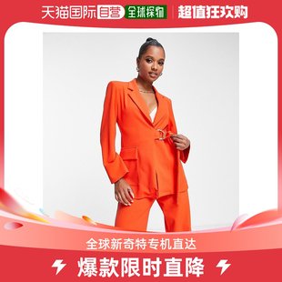 香港直邮潮奢 ASOS 女士suit 设计小号针织D字环红色西装外套