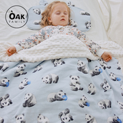 oakfamily宝宝豆豆毯夹棉冬季保温纱布婴儿盖毯被子新生儿毯子