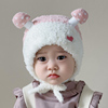 婴儿帽子冬季韩版时尚洋气毛绒女宝宝针织护耳帽秋冬款女童毛线帽