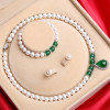 珍珠项链天然淡水珍珠纯银镶绿玉髓项链吊坠送妈妈婆婆母亲节生日