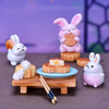 微景观树脂工艺品中国风中秋节系列小摆件可爱动物吃月饼兔子杯子