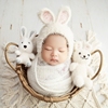 儿童摄影服装小兔帽子玩偶裹布主题新生儿拍照道具婴儿满月百天照