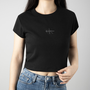 美国正品Calvin Klein女士露脐短款T恤透气辣妹正肩短袖上衣潮新