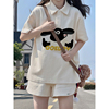 日系小羊polo衫短袖，短裤运动服套装女夏季学生韩版宽松休闲两件套