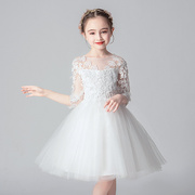 花童礼服女童儿童白色婚纱裙，蓬蓬裙连衣裙钢琴演出服大童公主裙子