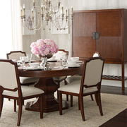 美式实木餐桌家用圆形，餐桌椅组合人饭店，歺桌带美式经济型家具6