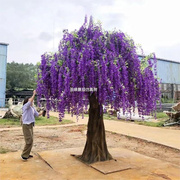 玻璃钢仿真紫藤花树大型落地假紫藤花，装饰花条花串垂吊树景区布景