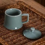 青瓷茶杯家用中式高档陶瓷，带盖杯子男女，个人办公会议水杯定制