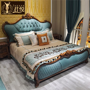 欧式真皮床乌金木款实木床1.8米别墅，主卧新中式双人床软包婚床
