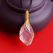 粉水晶吊坠粉晶芙蓉石挂坠(石，挂坠)莫桑比克粉色天然水晶项链饰品礼物挂件