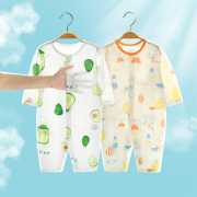 婴儿连体衣夏季薄款新生儿长袖空调服爬爬服哈衣宝宝纯棉睡衣夏装