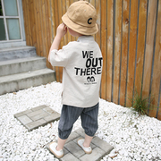 男童夏装套装2023洋气时尚儿童短袖棉麻两件套男孩韩版帅气潮