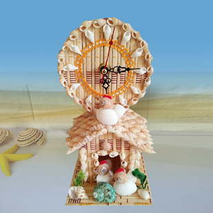 海螺贝壳工艺品时，钟表地中海家居装饰品摆件，特色礼物创意饰品