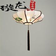 新中式布艺灯笼手绘画中国风，空中吊顶装饰创意，仿古典艺术婚庆吊灯