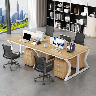 职员办公桌电脑桌椅组合现代简约办公家具2/6四4人工作位屏风卡座