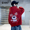 ABC男童加绒带帽卫衣2023秋季男生红色t恤长袖儿童春秋款童装