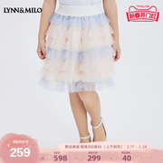 lynnmilo琳麦罗2023夏季女童半身裙中大童，纱裙蕾丝蛋糕儿童裙子