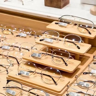 多层竹制阶梯式太阳镜展示架眼镜店柜台桌面眼镜陈列架眼镜放置架