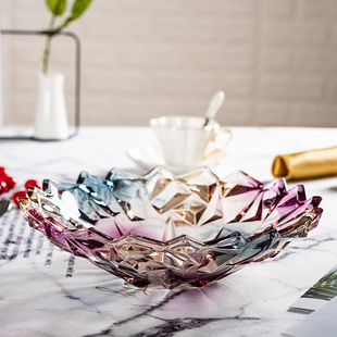 大号家用水晶水果盘玻璃果盘，简约水果盆现代客厅欧式创意干果盘