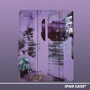 原创小众高级感复古抽象紫色油画2022款ipadpro12.9寸11三折ipad防弯亚克力保护壳10.2寸pro/air4/5/mini6