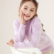 女童休闲纯棉上衣10-12-13岁中大童圆领套头毛线衣儿童简约针织衫