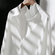 白色衬衫女抗皱蝙蝠袖，宽松夏季上衣设计感小众七分袖气质套头衬衣