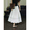 mixabo重工法式白色花边长裙，夏季小众高级蛋糕裙，半身裙女棉设计感