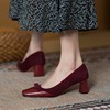 法式红色高跟单鞋女方头粗跟中跟高级感婚鞋新娘鞋不累脚日常可穿