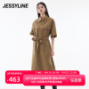 jessyline杰茜莱2024夏女装(夏女装)新高级(新高级)感纯色收腰显瘦衬衫长款连衣裙