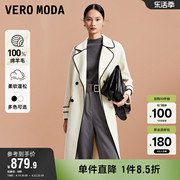 veromoda奥莱毛呢大衣女2024早春优雅气质，翻领时尚纯羊毛