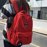 书包女生大学生高颜值电脑背包，韩版红色高中生，初中生旅行双肩包男