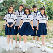校服套装定制初三运动会，班服学院风韩版高中小学生夏季polo衫短袖