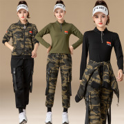广场舞服装套装迷彩裤，短袖t恤潮时尚显瘦韩版军装水兵舞演出服装