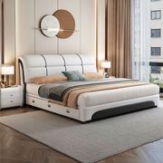 现代简约软体床双人床轻奢床，实木抽屉榻米科技，布主卧大床储物婚床