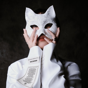 女士人动物白猫狐狸cosplay面具贝利亚国风小红娘脸谱万圣节演唱