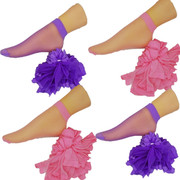 夏季彩色超薄丝袜短筒袜子透明对对袜套绿紫粉黄白糖果色ins潮女