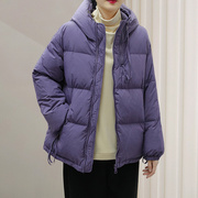 日本白鸭绒(白鸭绒，)羽绒服女冬保暖外套时尚设计上衣宽松连帽冬装