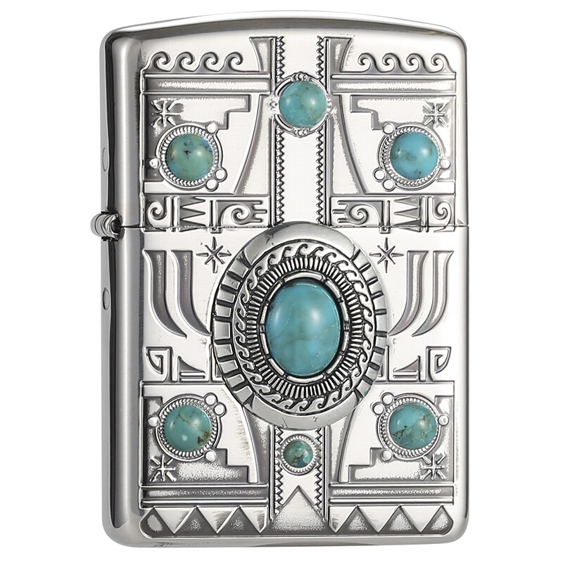 zippo Genuine Collection lighter Indian style Turquoise inlay carving High-end quality goods lighterin the ZIPPO/Swiss Army Knife/Glasses , Brand lighters and accessories , ZIPPO/Zippo category - from Buy2taobao.com to provide professional Taobao agent buy service