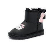 凯蒂猫女童鞋儿童雪地靴2022冬季黑色防水大棉加绒加厚保暖棉靴子