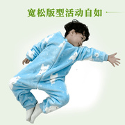 婴儿睡袋秋冬款宝宝防踢被法兰绒珊瑚绒儿童加厚保暖可爱连体睡衣