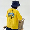 2024夏季印花印花山系风短袖，t恤男童，宽松黄色蓝紫色半袖上衣