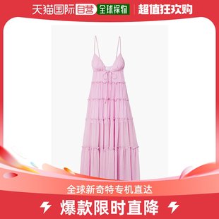 香港直邮A.L.C. 女士荷叶边层叠丝绸绉纱长款连衣裙