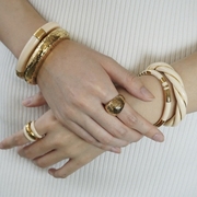 法式浪漫黑金轻奢小众印花戒指女夸张个性时尚复古高级感纹路指环