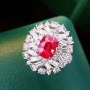 魅晶天然原矿晶体通透红宝石裸石镶嵌戒指吊坠时尚简约两用款