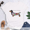 dachshundfunnyt-shirt可爱卡通，搞笑腊肠犬可爱狗狗，大码t恤女