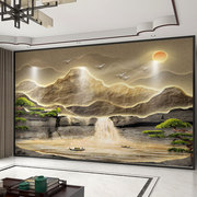 墙纸定制3d立体浮雕，大气山水电视背景墙壁纸，客厅壁布装饰墙布壁画
