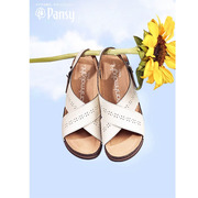 Pansy日本女士凉鞋日常休闲百搭轻便舒适宽脚妈妈鞋女士凉鞋夏款