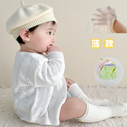 宝宝春夏薄款婴儿衣服，网眼针织长袖小开衫，外套婴幼儿小披肩上衣