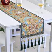 欧式餐桌桌旗美式奢华流苏，金色时尚客厅家用高档电视柜桌旗欧式